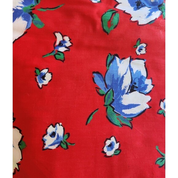 Cranston Schwartz Liebman Red Blue FLOWERS Quilt Sew Fabric Yardage 4.5yd X 45" - Picture 1 of 3